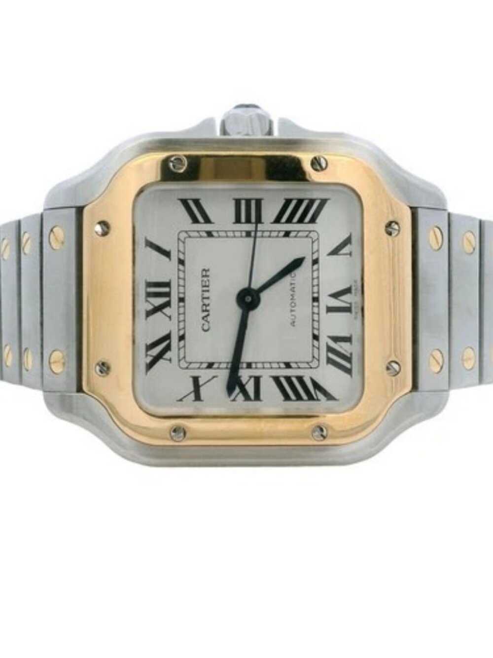 Cartier Santos 4075 W2SA0016 35mm Silver Dial 2 Tone Yellow Gold Automatic Watch